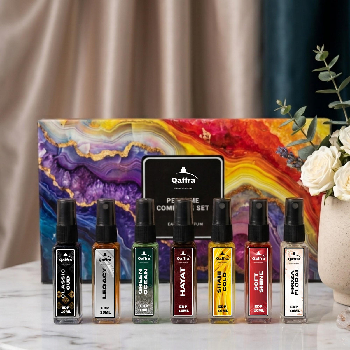 Buy Qaffra 7x10ml EDP Perfume Tester Set | Long Lasting Scents (10+ Hours)